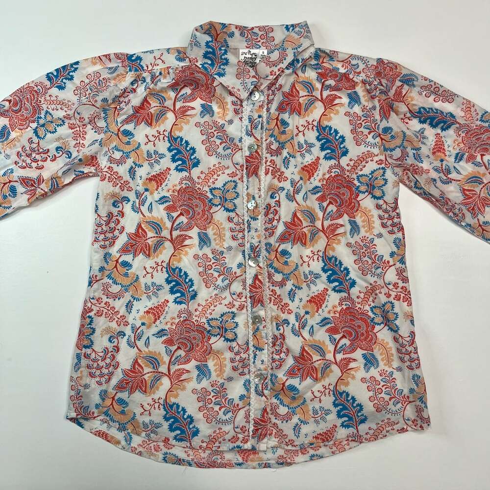 Parsley & Sage Orla Shirt Size S Red Blue Floral Cotton